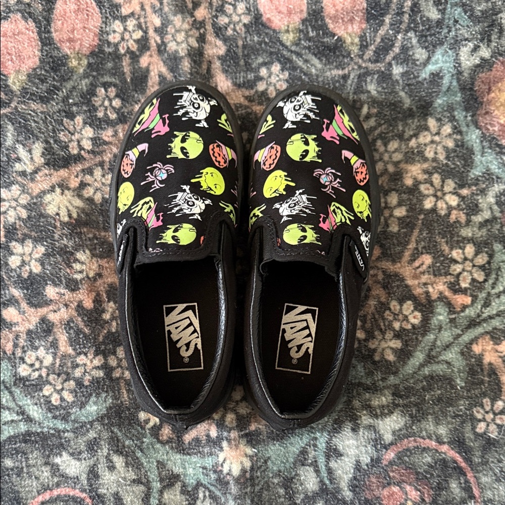Vans Kids Slip-On Sneakers - Black with Neon Graphics